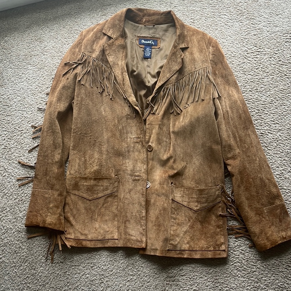 Vintage - Real 🧈suede western shacket with fringe detail